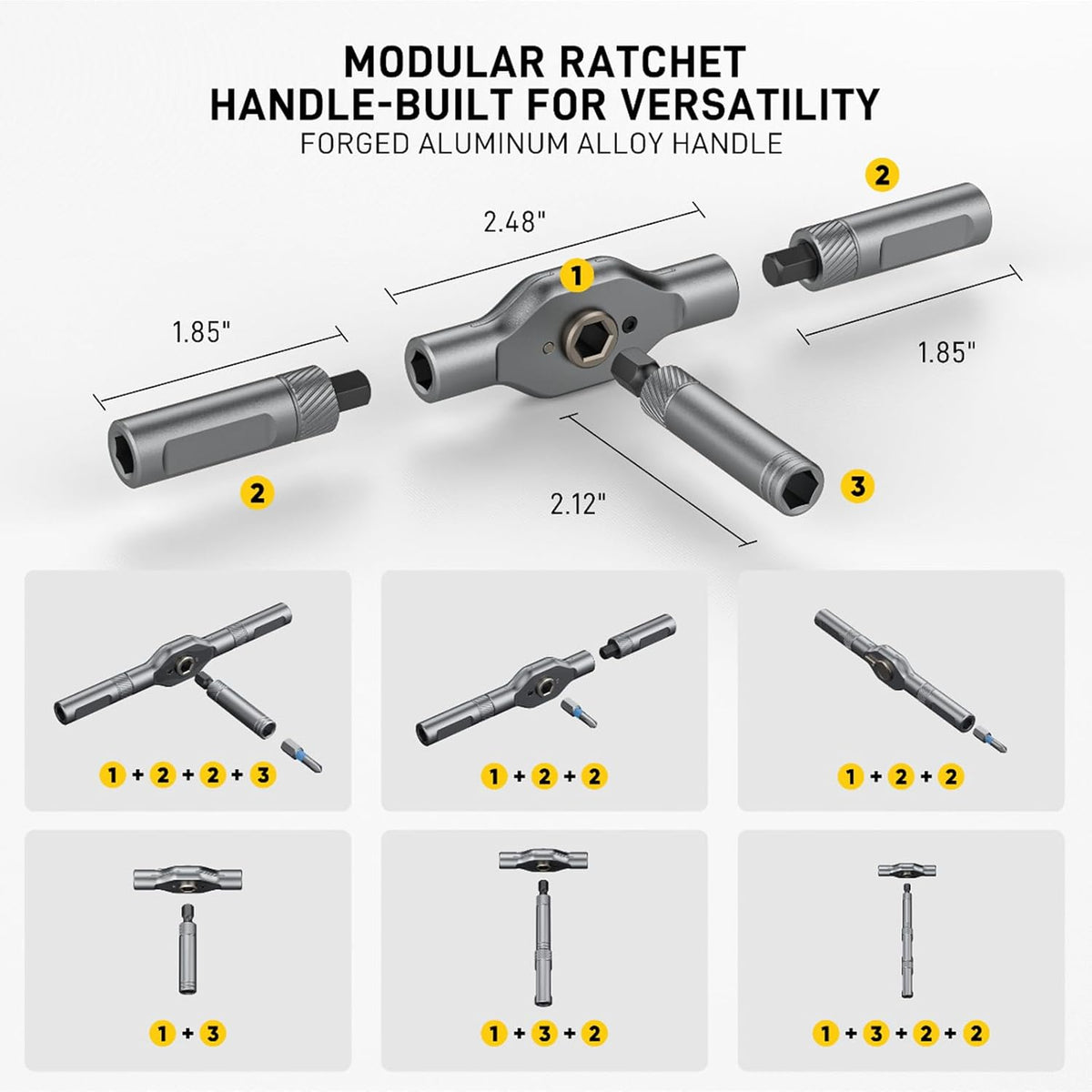58-tooth ratcheting t-handle delivering up to 50n·m torque output