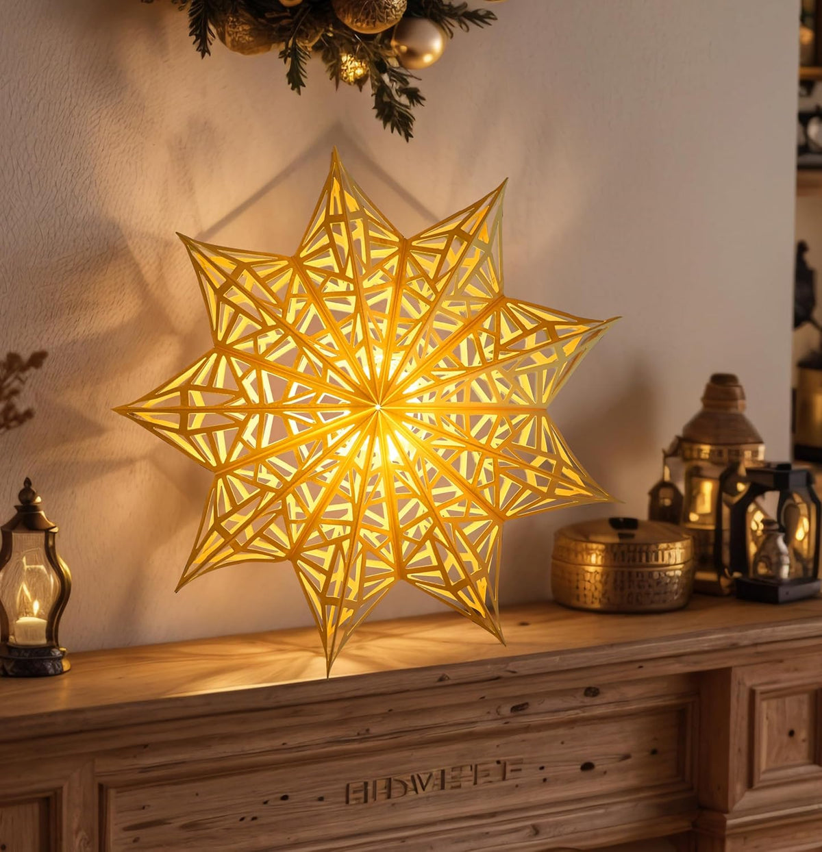 5Pcs Frozen-Themed Paper Snowflake Lanterns with LED – Flame-Free Party Backdrop and Kids Bedroom Decor, No Burn Risk
