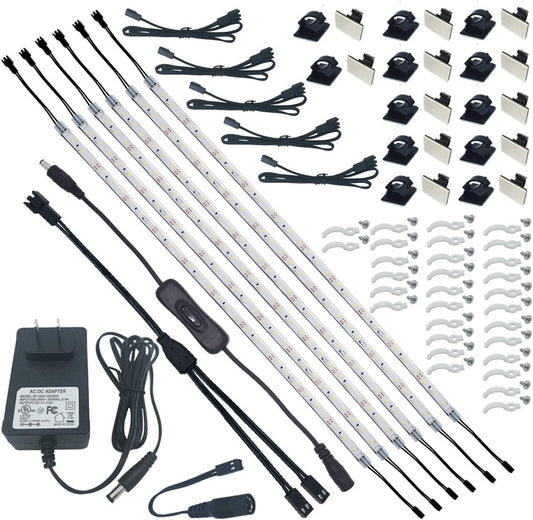 6 flexible 20-inch led strips totaling 1800 lumens at 24w