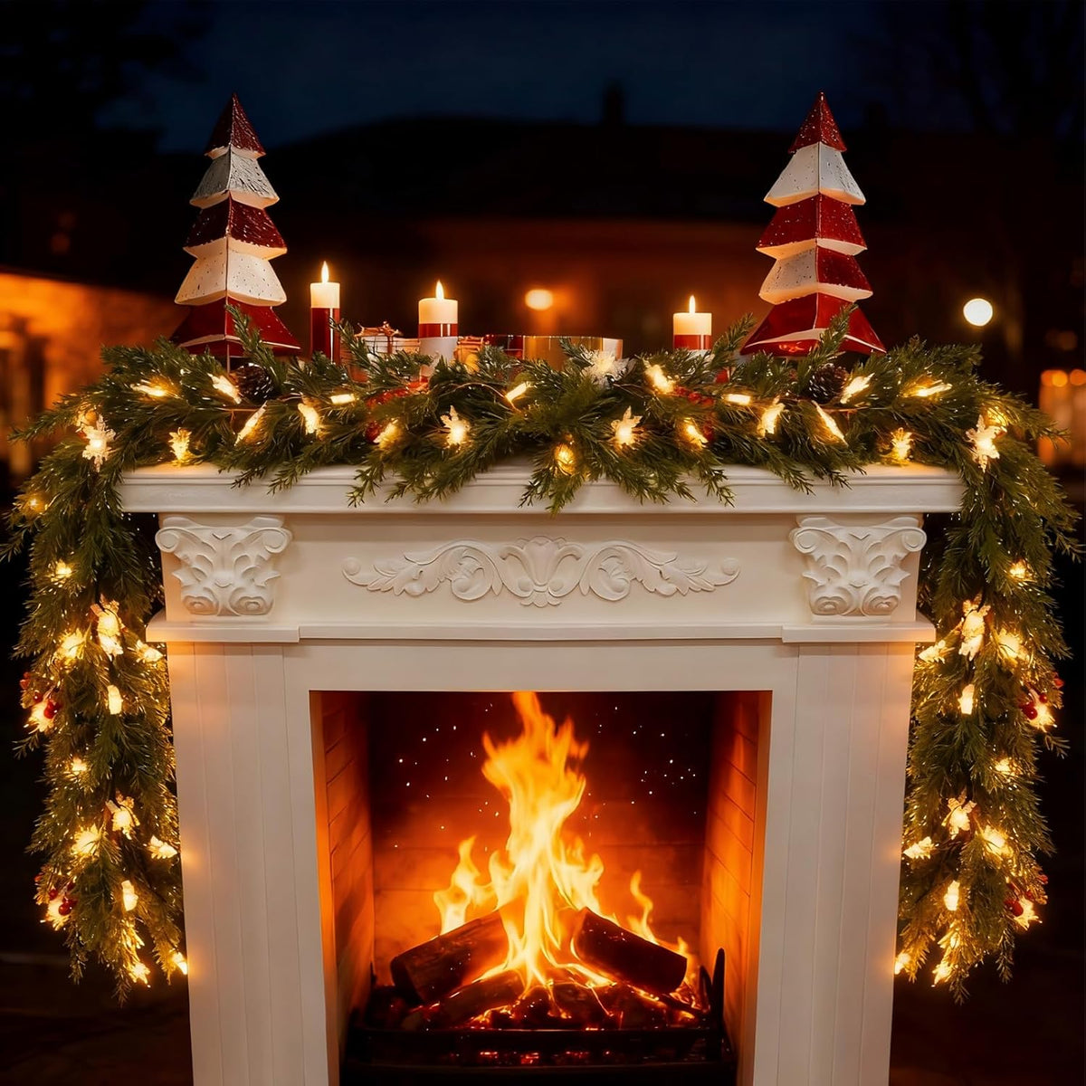 6 ft total length with 20 pre-lit mixed christmas tree and snowflake led bulbs