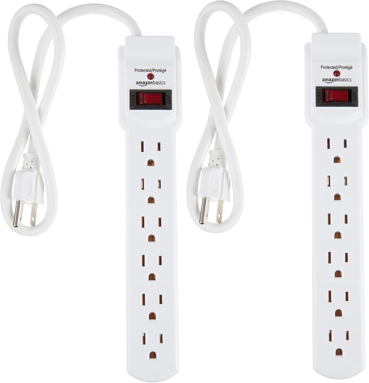 6 grounded outlets per power strip
