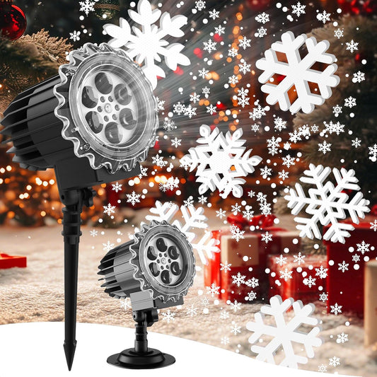 6 high-brightness led bulbs producing 3d snowflake projection patterns