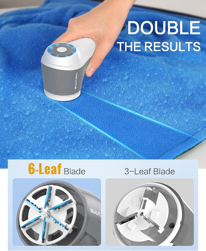 6-leaf razor-sharp blade head for rapid lint and pill removal