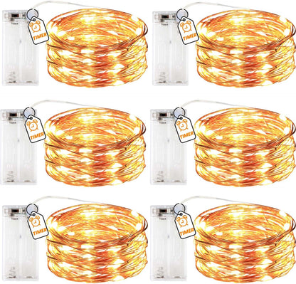 6-pack of 10ft strands with 30 warm white leds each (2800k)