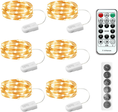 6-pack of 7ft / 20-led string lights with flexible silver wire