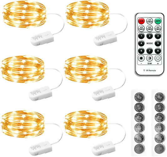 6-pack of 7ft strands with 20 micro leds each (120 leds total) on silver-coated copper wire