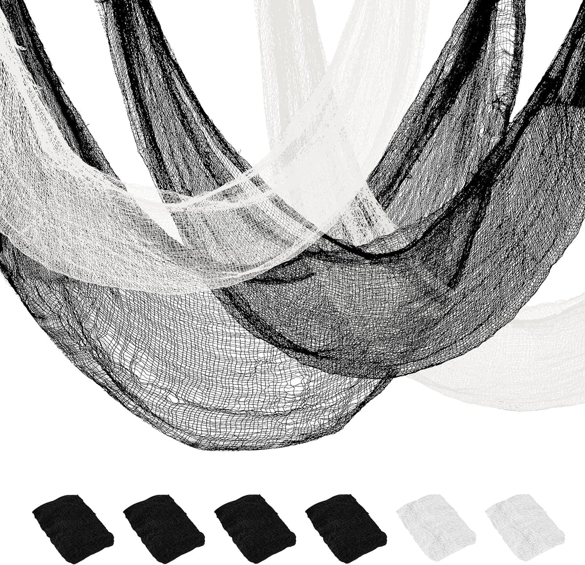 6-piece pack with mixed black and white gauze cloths (4 black + 2 white in base variant)
