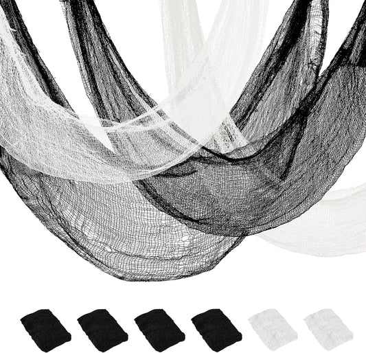 6-piece pack with mixed black and white gauze cloths (4 black + 2 white in base variant)