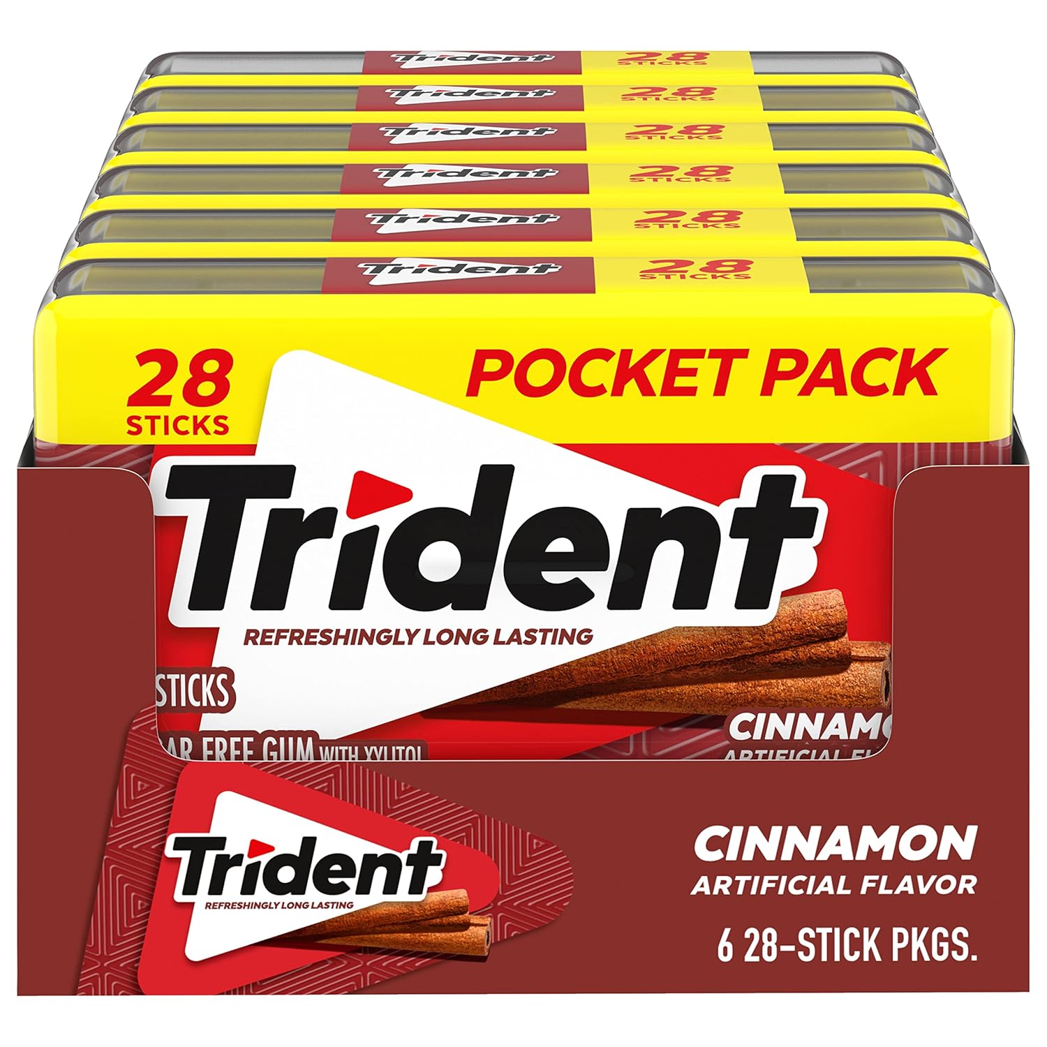 6 pocket packs of 28 individually wrapped pieces (168 total) with 2x gum per hard case