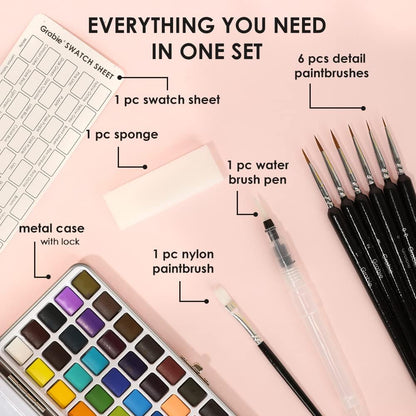 6 premium brushes ranging from size 3/0 to size 3 for fine detail work