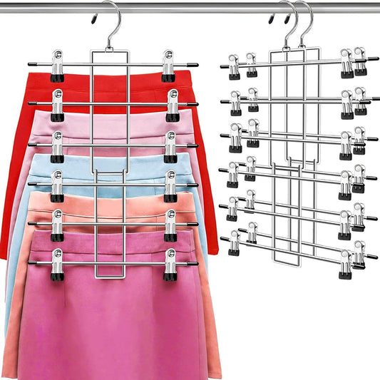 6-tier cascading frame with 12 non-slip rubber-tipped clips