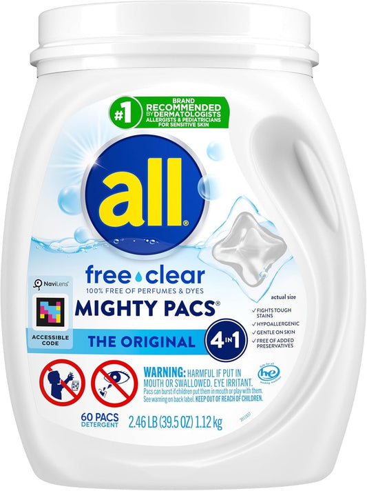 60-count tub of single-dose mighty pacs (one pac per regular load)