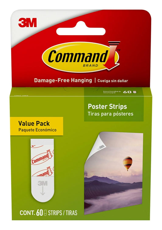 60-pack of small white poster strips (hangs up to 30 posters or signs)