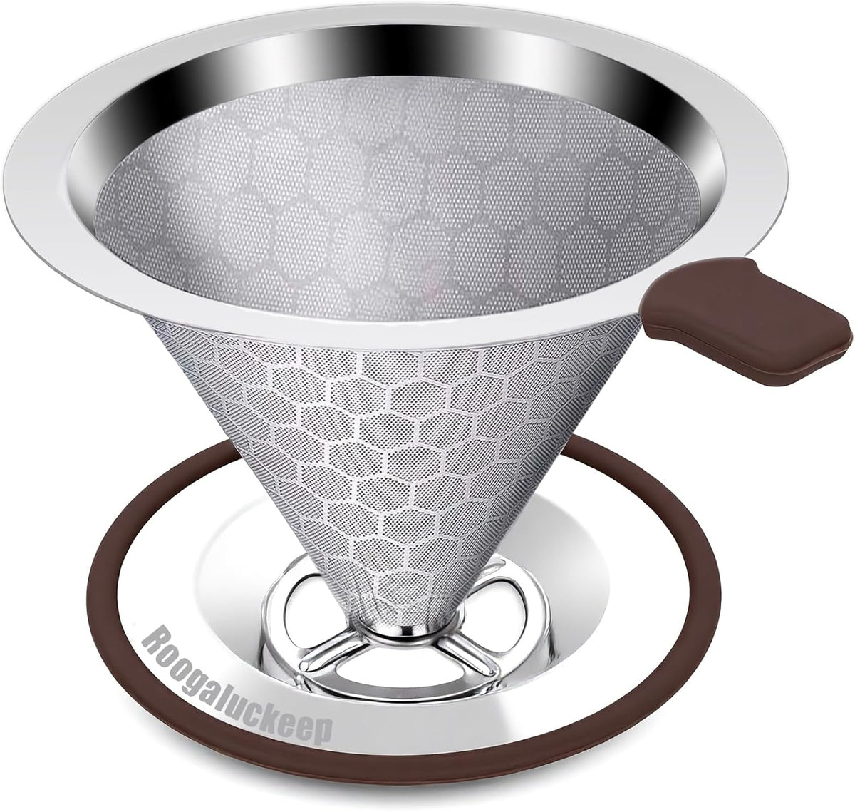 600 mesh ultra-fine stainless steel filter with precision spiral ribs for even extraction