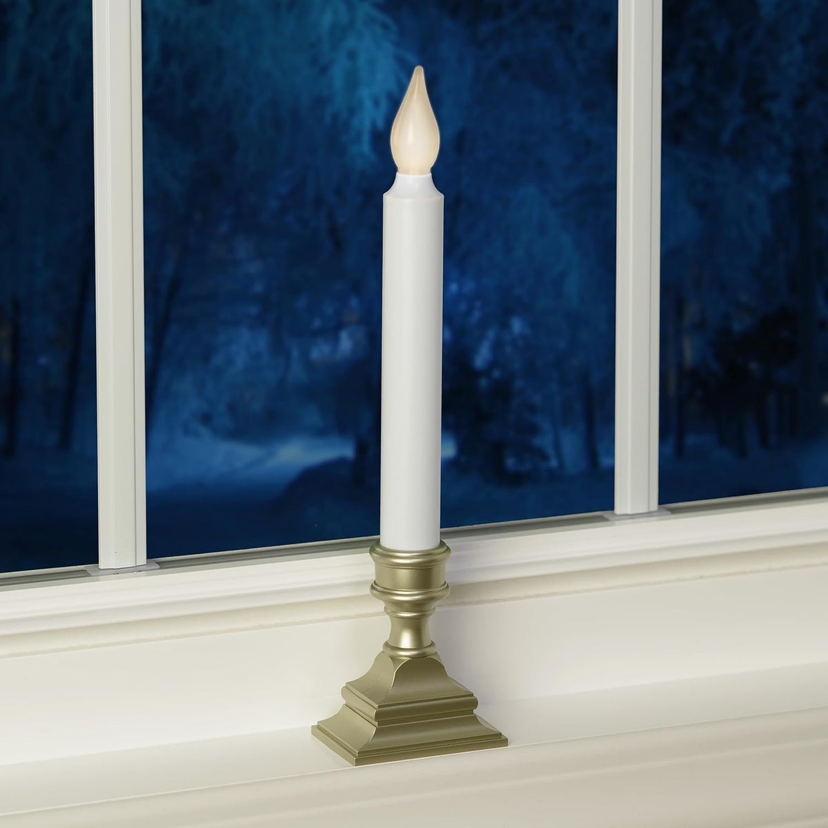 612 Vermont Flameless LED Window Candle Pewter – Fire Safe Window Lighting for Homes with Kids and Pets