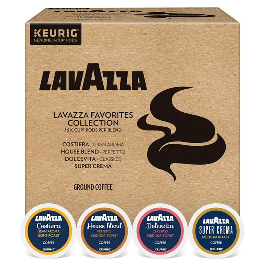 64-count box containing 16 pods each of costiera, house blend, dolcevita, and super crema