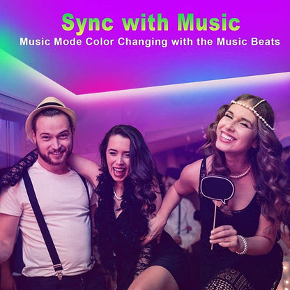 64 pre-set scene modes (party, relax, sleep, game) with 1–100% dimming