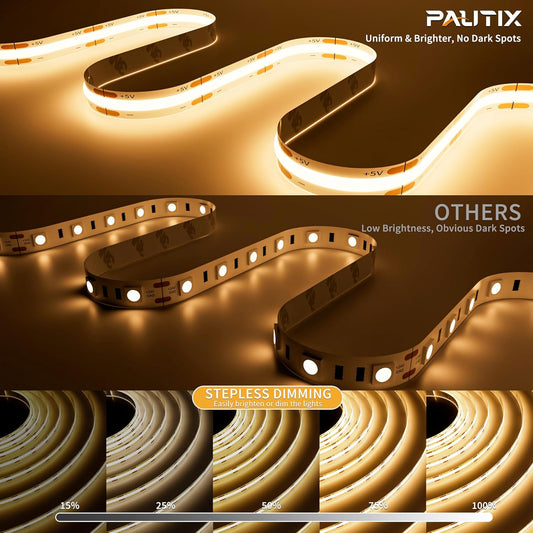 640 cob leds (320 leds/m) for dotless, even illumination