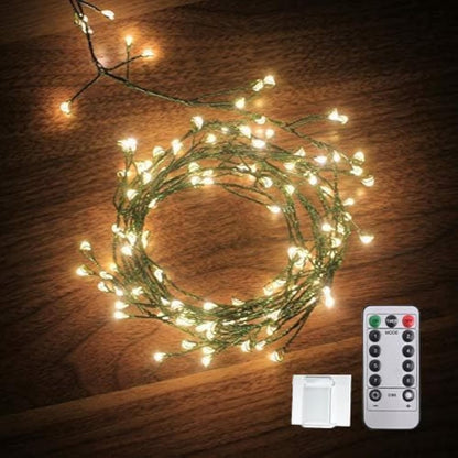 6ft bendable dark green or gold copper wire with 120 or 200 warm-white micro leds