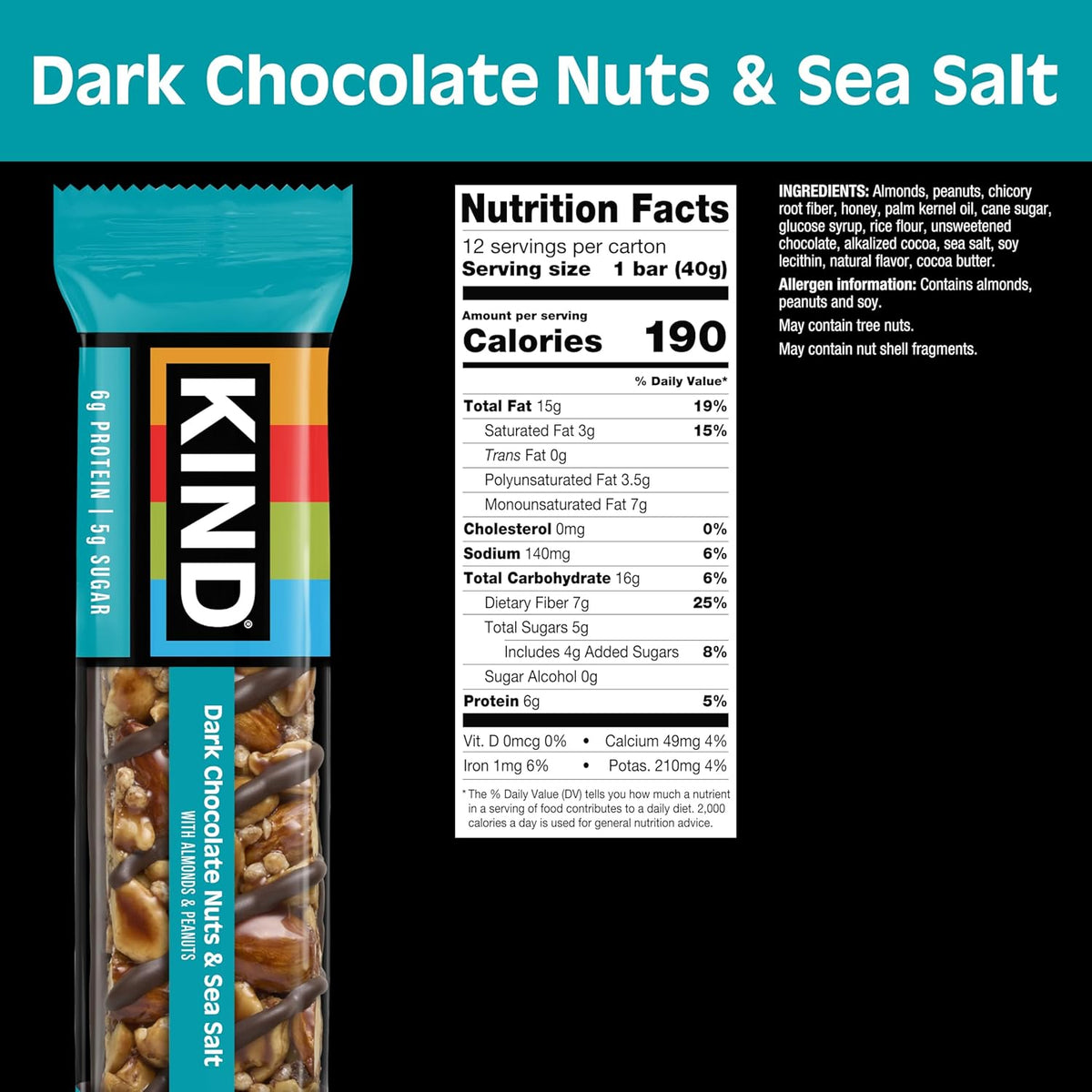 6g of plant-based protein per 1.4 oz bar