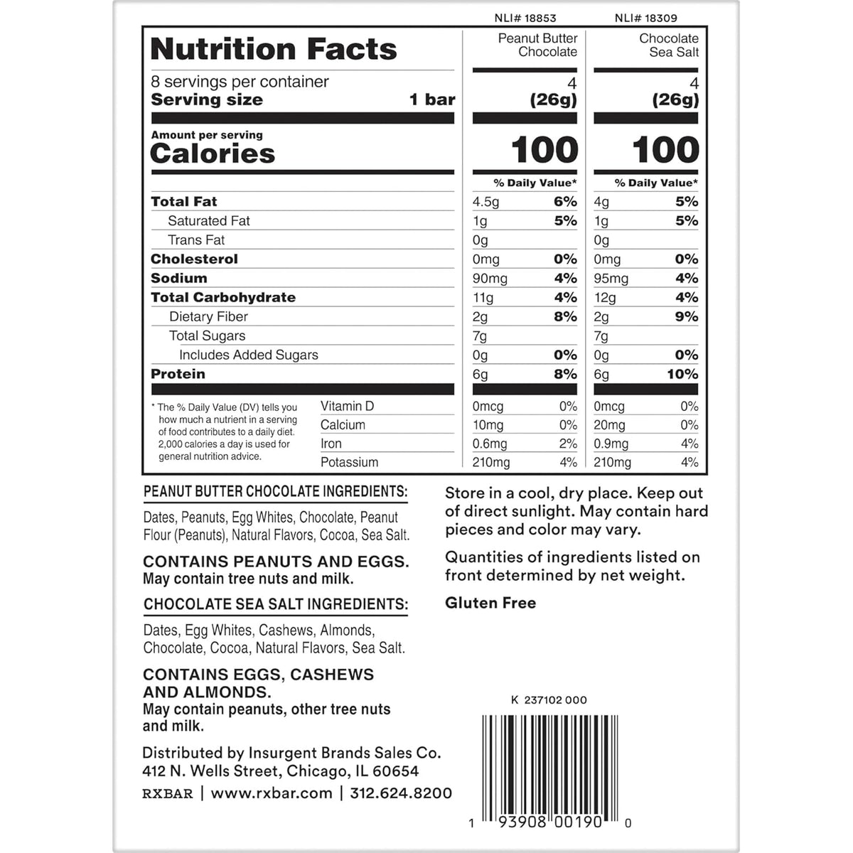 6g of protein per bar (8-10% daily value)