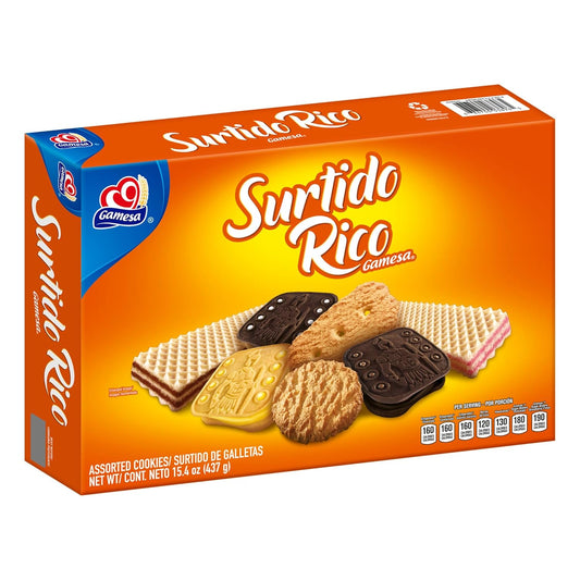 7 different cookie varieties: emperador chocolate, emperador combinado, emperador vanilla, barras de coco, hawaianas, cremax sugar wafers chocolate, and cremax sugar wafers strawberry