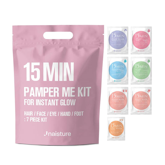 7-piece set including hair, face, eye, hand, and foot sheet masks