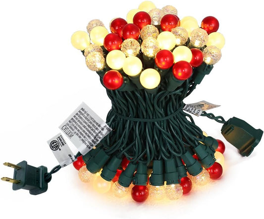 70 g15 pearlized glass led bulbs on a 19ft strand with 3.8-inch spacing