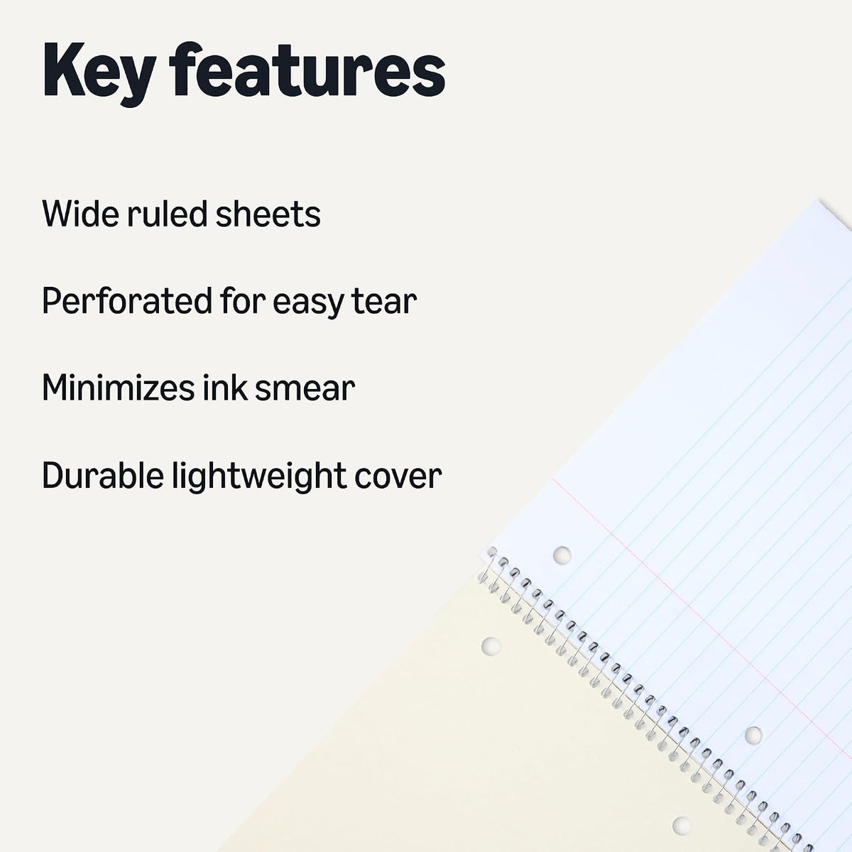 70 wide-ruled sheets per notebook (140 pages)