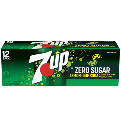7UP Zero Sugar Soda, 12-Pack Cans – Portable Lemon-Lime Refreshment for Patio Cookouts