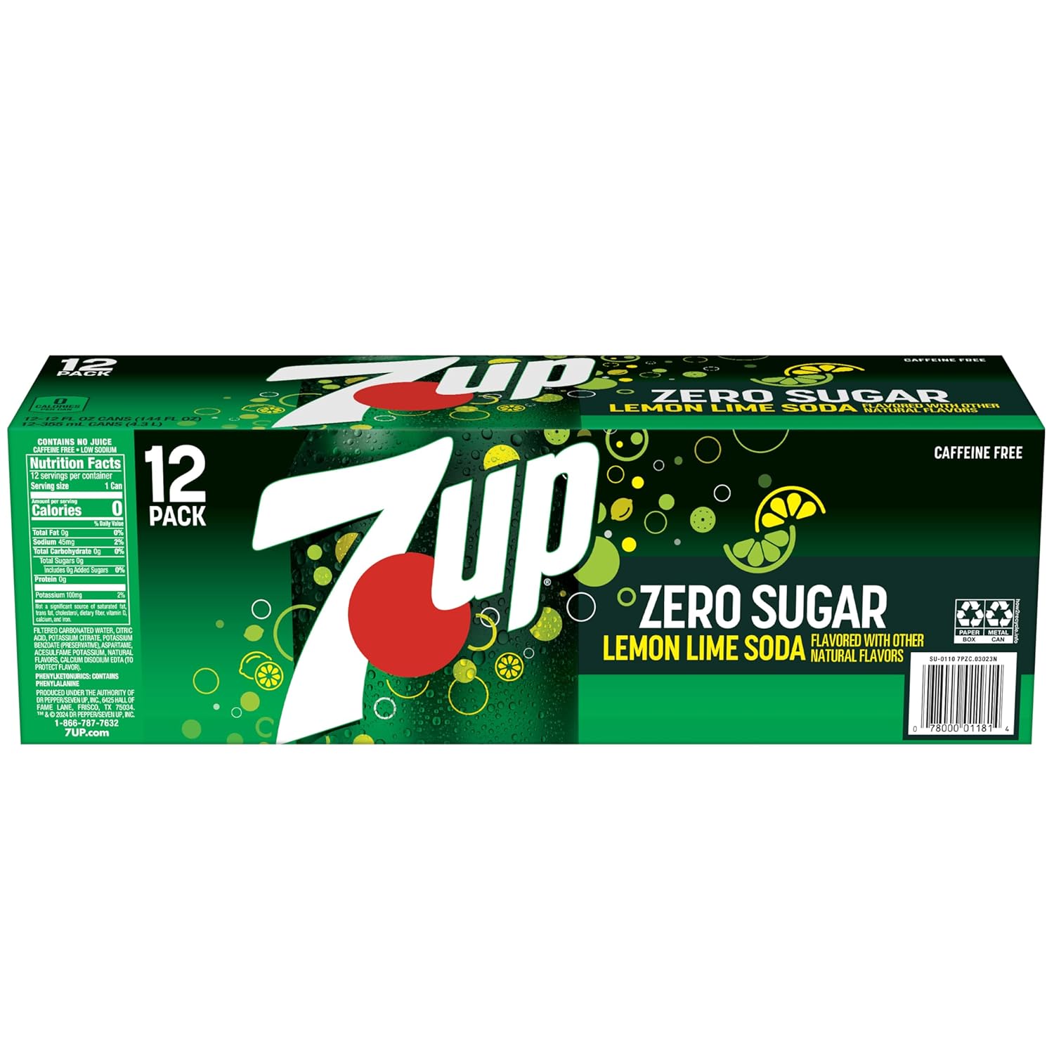 7UP Zero Sugar Soda, 12-Pack Cans – Portable Lemon-Lime Refreshment for Patio Cookouts