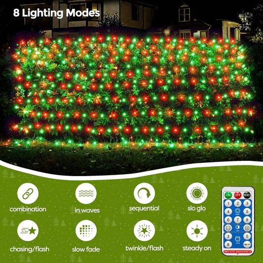8.4ft x 5.2ft mesh net delivering 200 leds (or 360 led variant for denser coverage)