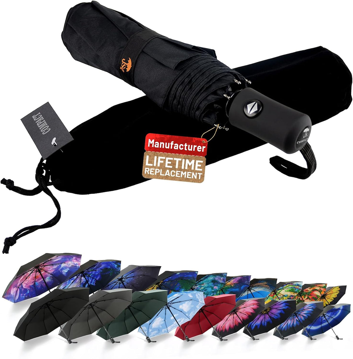 8 fiberglass ribs with black aluminum frame for windproof durability