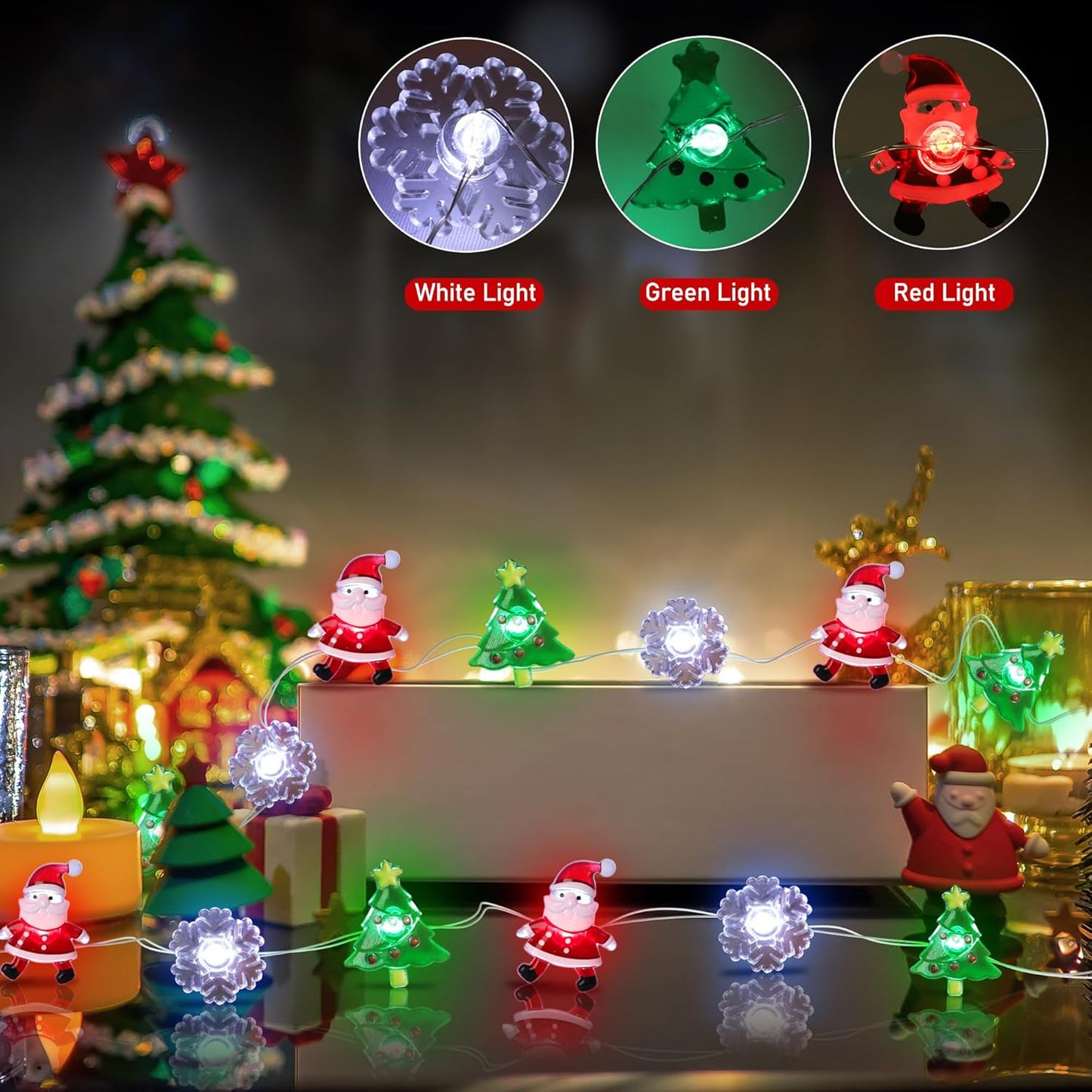 8 lighting modes (combination, waves, flash, sequential, slow glow, slow fade, twinkle, steady on) controlled via remote or battery box