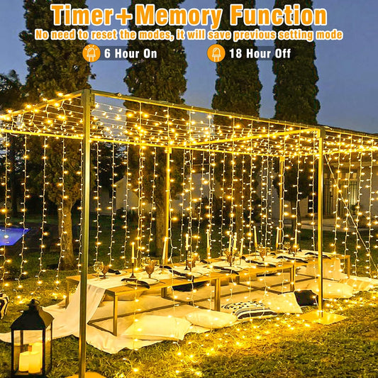 8 lighting modes including steady on, twinkle/flash, slow fade, and sequential chase