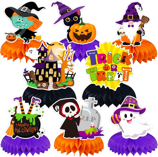 8-piece set with 8 different halloween-themed patterns (witches, pumpkins, black cats, gnomes, ghosts, skeletons, bats, trick-or-treat)