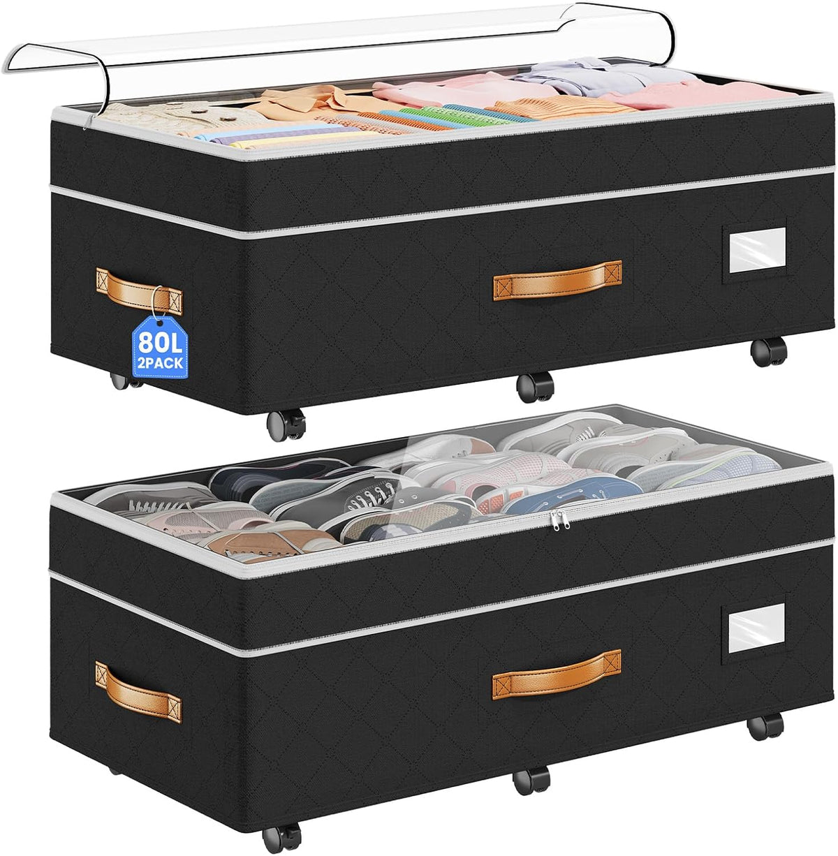80l expandable capacity per bin, sold as a 2-pack for doubled storage