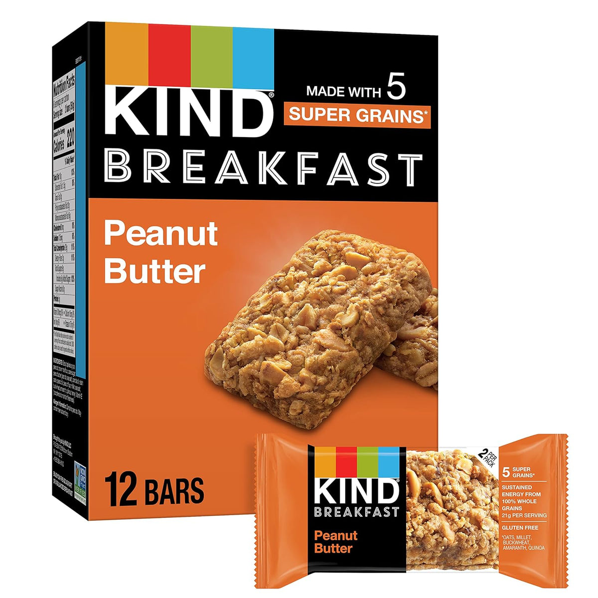 8g of protein per bar from soy protein isolate and peanut sources