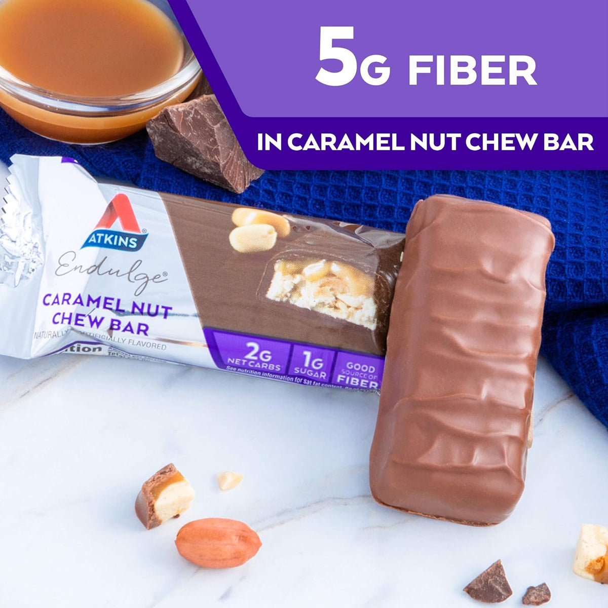 9 flavor variants including caramel nut chew, chocolate peanut butter, nutty fudge brownie, chocolate chip granola, peanut butter granola, chocolate coconut, and milk chocolate caramel squares