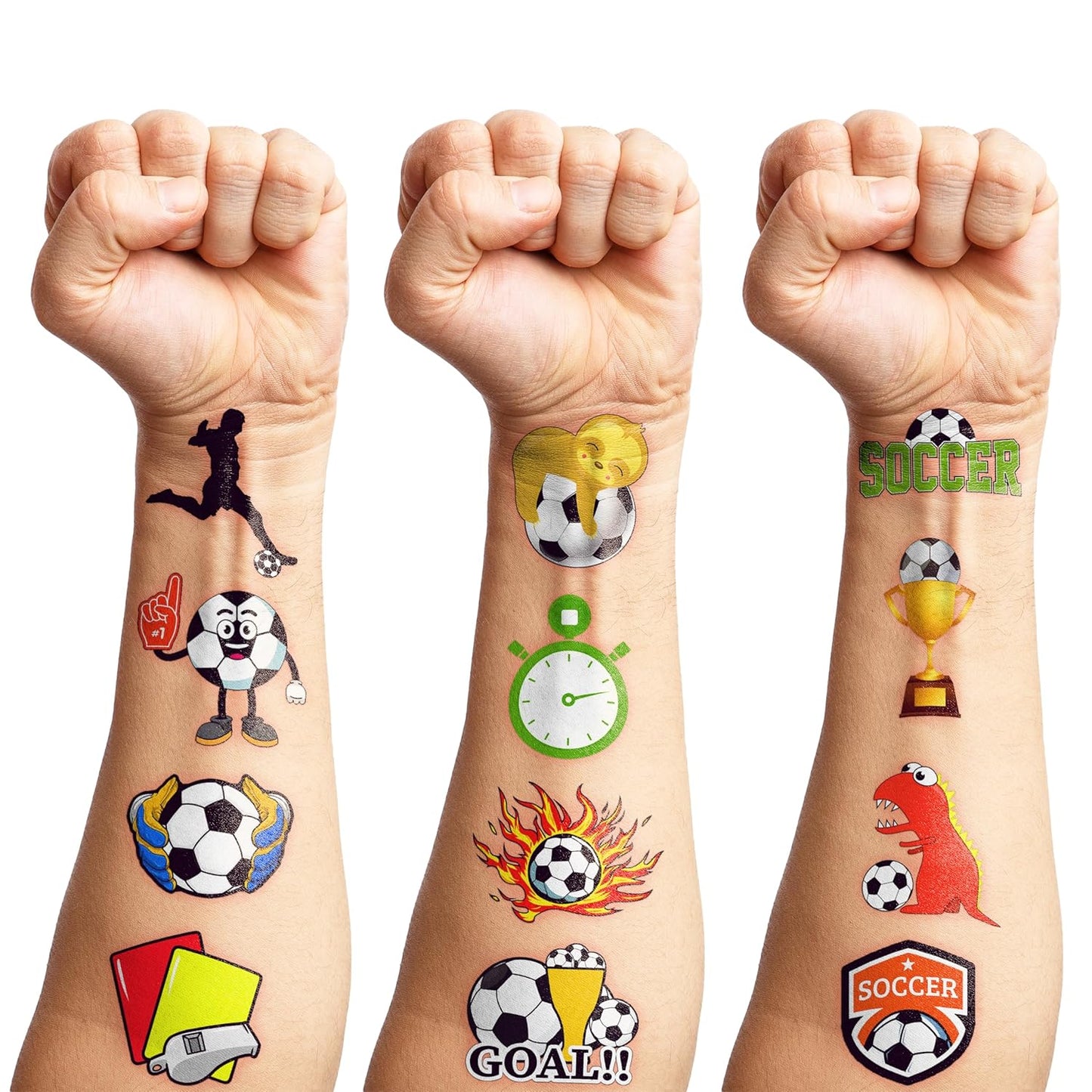 96 Pack Soccer Themed Temporary Tattoos – Ready to Wrap Birthday Gift Pack for Boys and Girls Who Love the World Cup