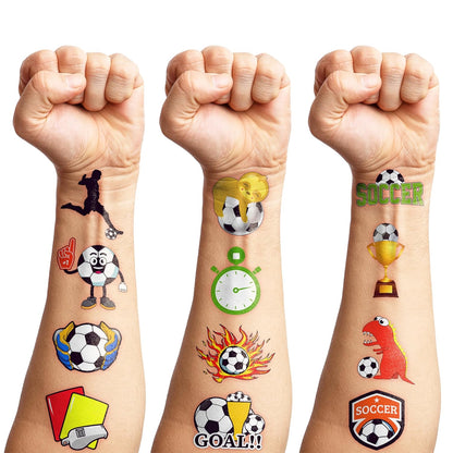 96 Pack Soccer Themed Temporary Tattoos – Ready to Wrap Birthday Gift Pack for Boys and Girls Who Love the World Cup
