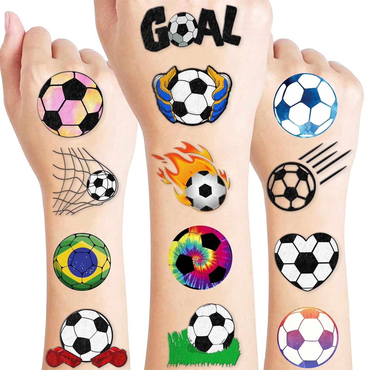 96 pre-cut temporary tattoos across 8 themed sheets (6.3 x 4.7 inches each)