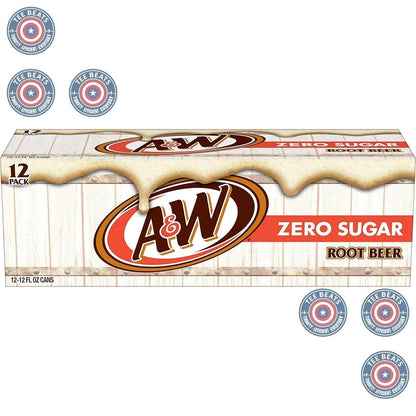 A&W Zero Sugar Root Beer Soda, 12 fl oz cans (12 pack) – Nostalgic Birthday Gift for Root Beer Lovers and Soda Collectors