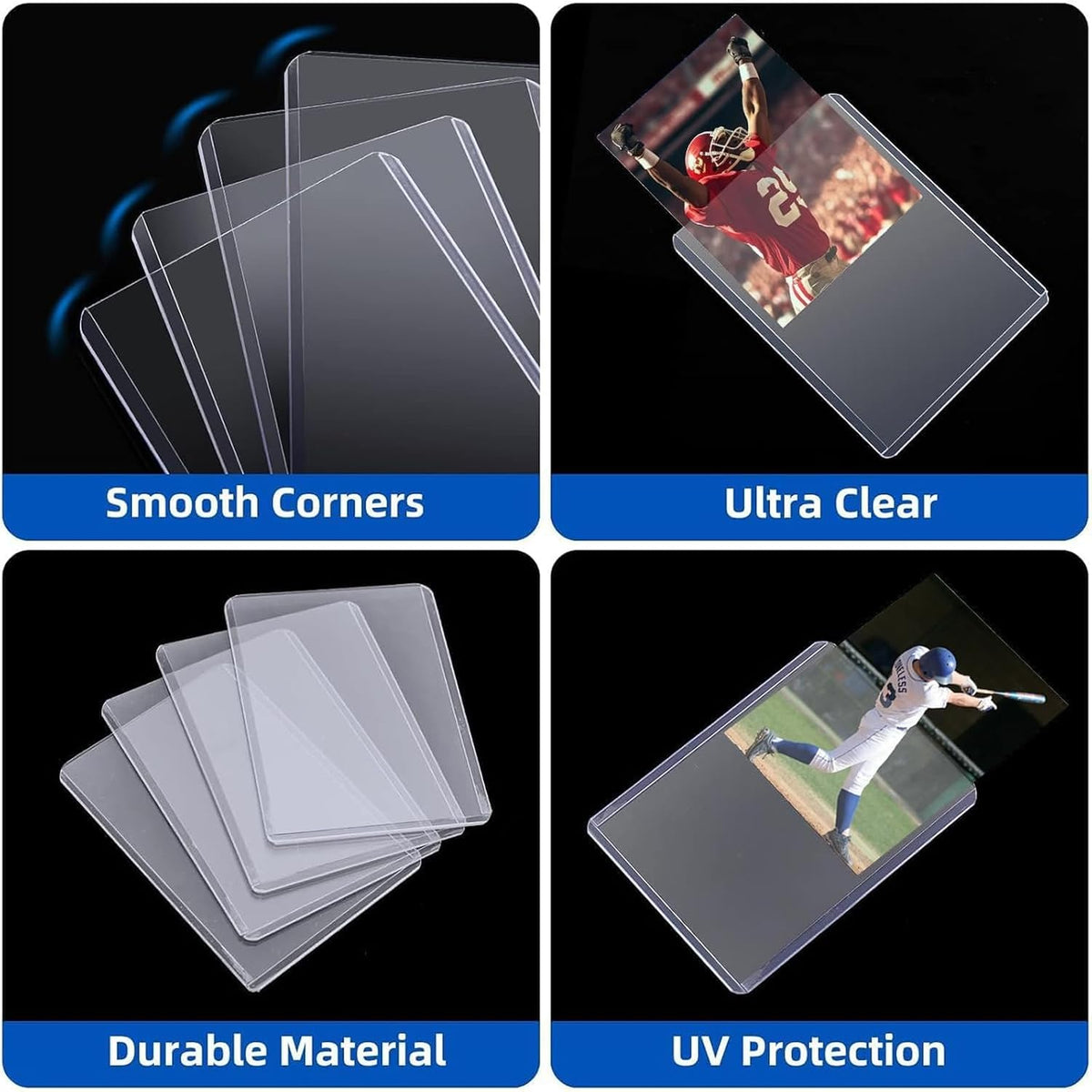 acid-free pvc construction that resists yellowing and prevents chemical damage to card surfaces