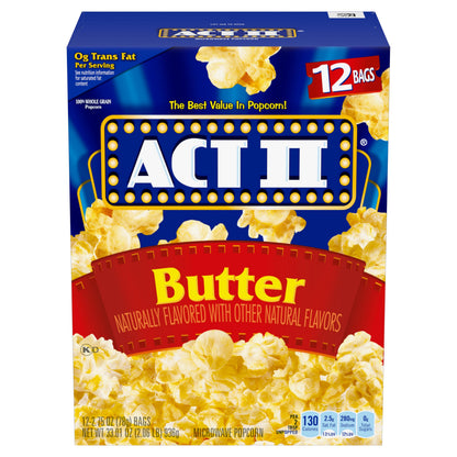 Act II Butter Microwave Popcorn, 2.75 oz., 12-Count Bags