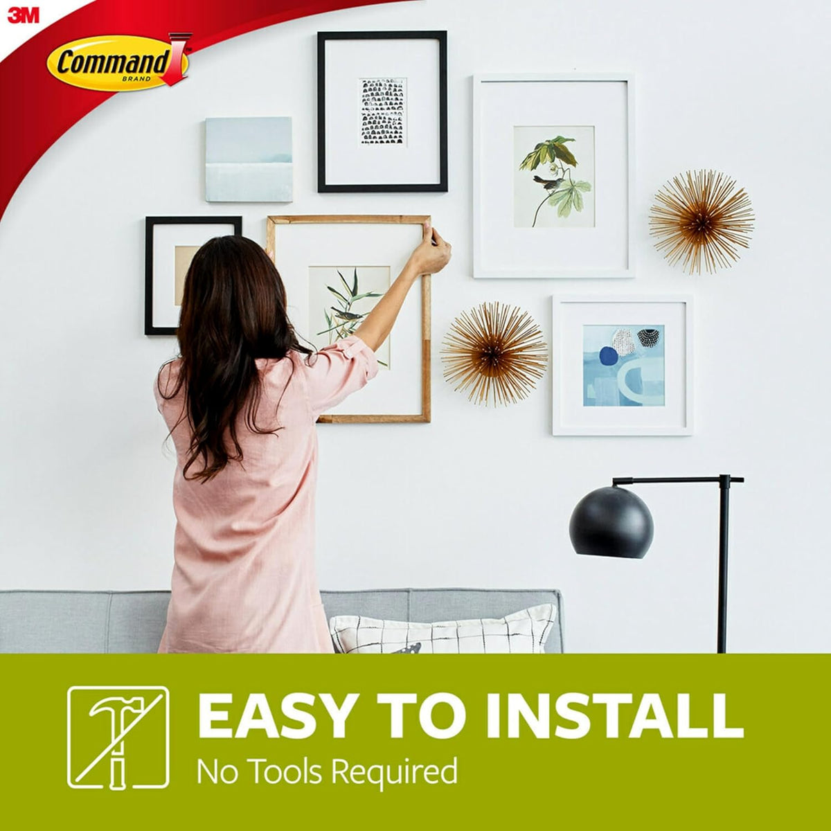 adheres to painted walls, smooth ceilings, finished wood, glass, tile, and metal