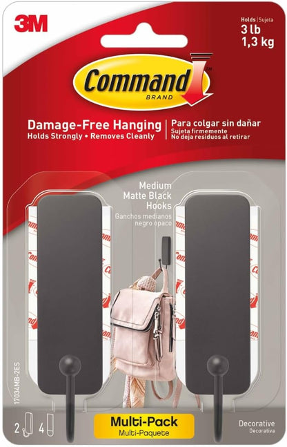 adhesive 3m command strips rated to hold up to 3 lb per hook