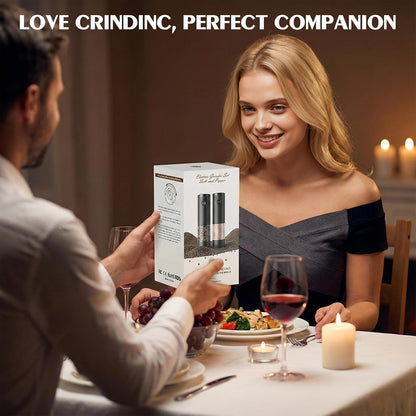 Adjustable Salt Mill Set – Worry-Free Senior Friendly Kitchen Tool, Automatic One-Touch Grinder with Stable Storage Base Included