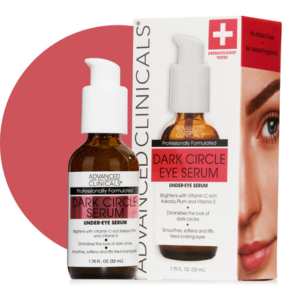 Advanced Clinicals Dark Circle Caffeine Under Eye Serum For Face With Hyaluronic Acid Moisturizer + Peptides | Brightening Vitamin C Serum Helps Improve Look Of Puffy Eye &amp;amp; Fine Lines, 1.75 Fl Oz