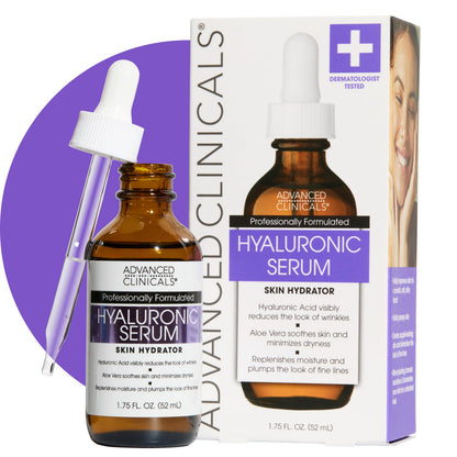 Advanced Clinicals Hyaluronic Acid Serum For Face | Moisturizing Facial Skin Care Products | Hydrating Serum For Face Helps Improve Look Of Wrinkles, Fine Lines, &amp;amp; Uneven Dry Skin Texture, 1.75 Fl Oz